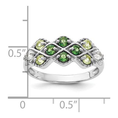 Sterling Silver Peridot & White Topaz Chrome Diopside Ring – view 6