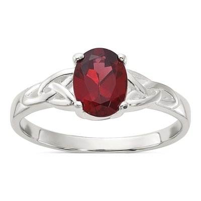 Sterling Silver Garnet Natural Ring