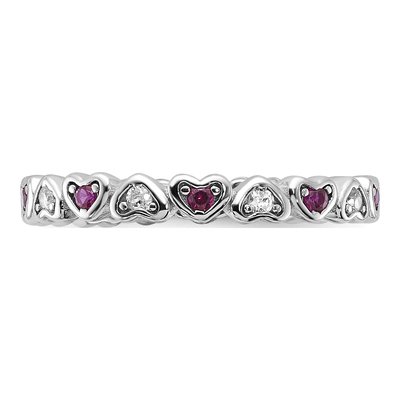 Sterling Silver Lab-Created Ruby & Lab-Created Sapphire Heart Ring – view 4