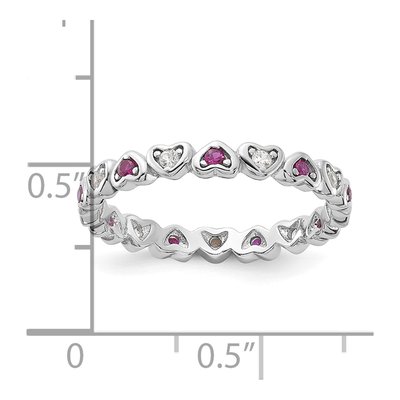 Sterling Silver Lab-Created Ruby & Lab-Created Sapphire Heart Ring – view 5