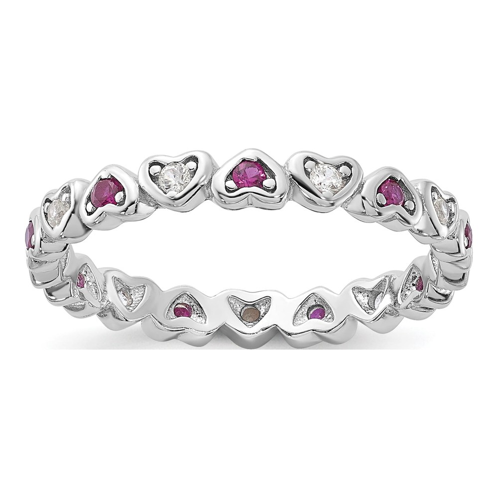 Sterling Silver Lab-Created Ruby & Lab-Created Sapphire Heart Ring