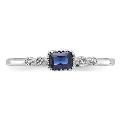 Sterling Silver Lab-Created Sapphire Ring – view 4