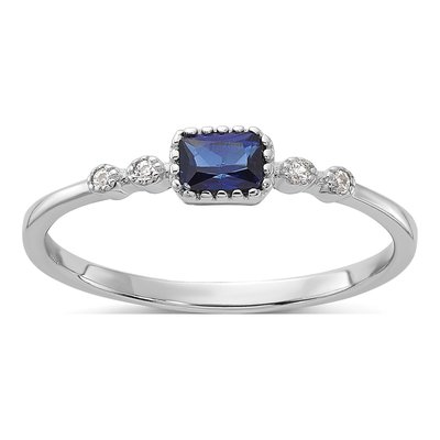 Sterling Silver Lab-Created Sapphire Ring