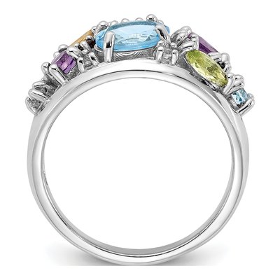 Sterling Silver Rainbow Multi Ring – view 2