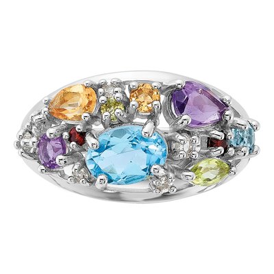 Sterling Silver Rainbow Multi Ring – view 4