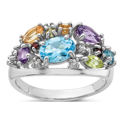 Sterling Silver Rainbow Multi Ring
