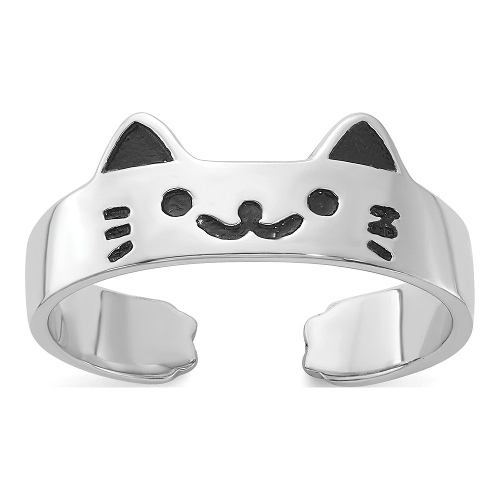 Sterling Silver Enameled Cat Adjustable Toe Ring