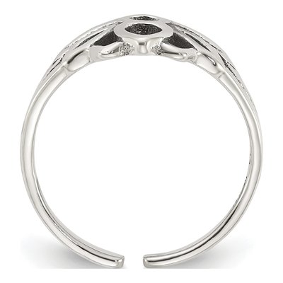 Sterling Silver Antiqued Lotus Toe Ring – view 3