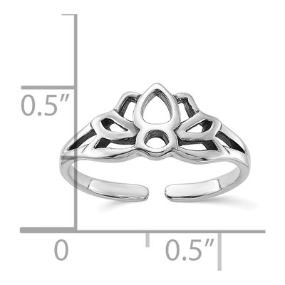 Sterling Silver Antiqued Lotus Toe Ring – view 6