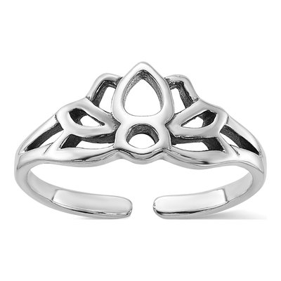 Sterling Silver Antiqued Lotus Toe Ring