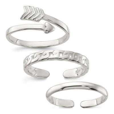 Sterling Silver Toe Ring Set of 3