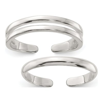 Sterling Silver Polished Toe Ring Set (2)