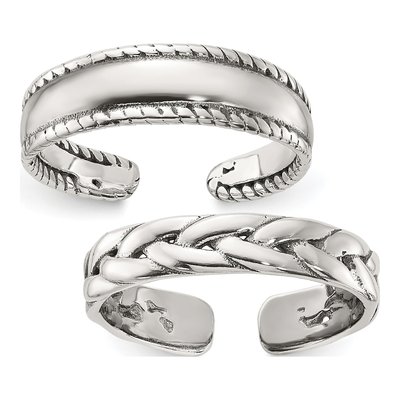Sterling Silver Toe Ring Set of 2