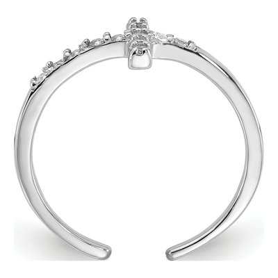 Sterling Silver CZ Sideways Cross Toe Ring – view 2