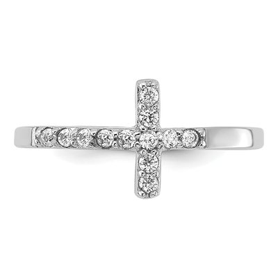 Sterling Silver CZ Sideways Cross Toe Ring – view 4