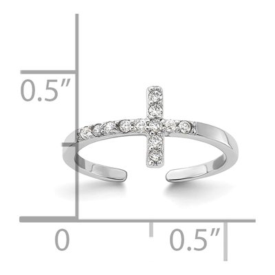 Sterling Silver CZ Sideways Cross Toe Ring – view 5
