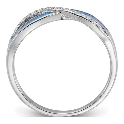 Sterling Silver Lab-Created Opal & CZ Infinity Ring – view 3