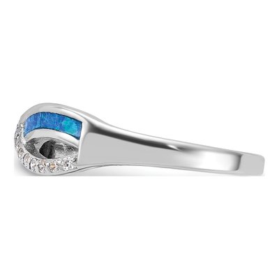 Sterling Silver Lab-Created Opal & CZ Infinity Ring – view 4