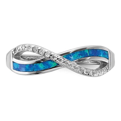 Sterling Silver Lab-Created Opal & CZ Infinity Ring – view 5