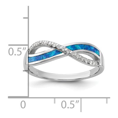 Sterling Silver Lab-Created Opal & CZ Infinity Ring – view 6