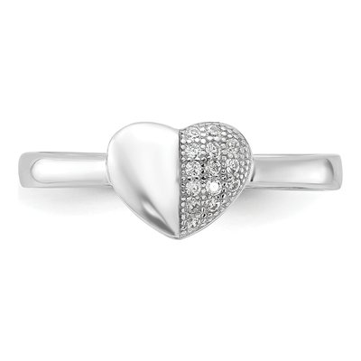 Sterling Silver CZ Heart Ring – view 5