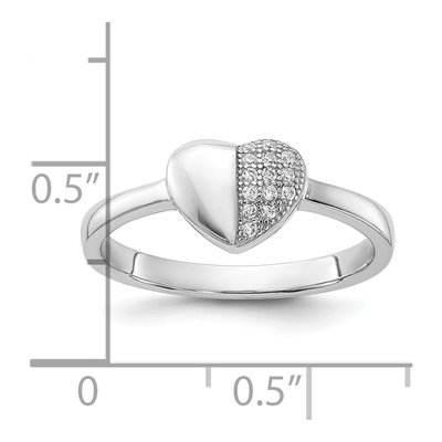 Sterling Silver CZ Heart Ring – view 6