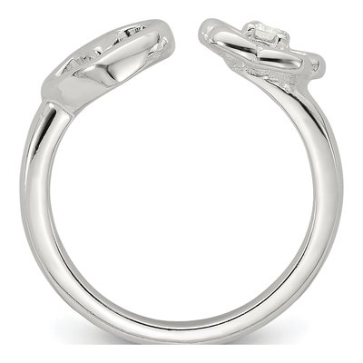 Sterling Silver CZ Flower Heart Open Ring – view 3