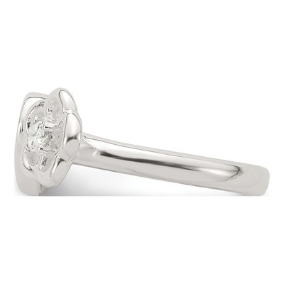 Sterling Silver CZ Flower Heart Open Ring – view 4