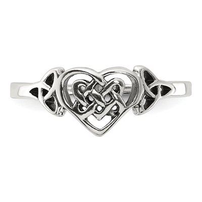 Sterling Silver Antiqued Celtic Heart Ring – view 5