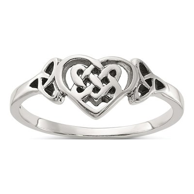 Sterling Silver Antiqued Celtic Heart Ring