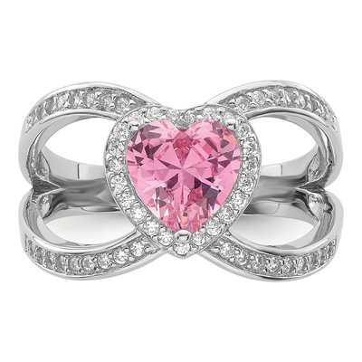 Sterling Silver CZ Clear Heart Ring – view 5