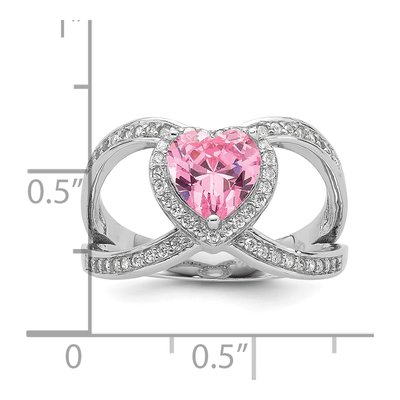 Sterling Silver CZ Clear Heart Ring – view 6
