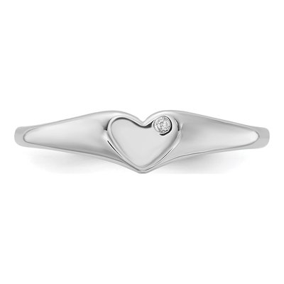 Sterling Silver CZ Heart Signet Ring – view 5