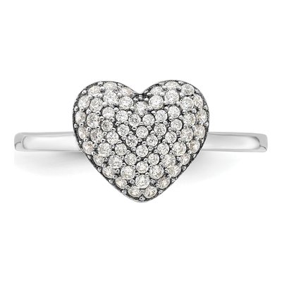 Sterling Silver CZ Pave Heart Ring – view 5