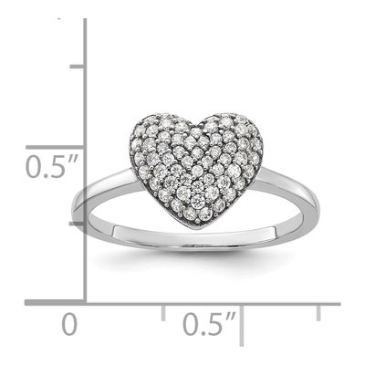 Sterling Silver CZ Pave Heart Ring – view 6