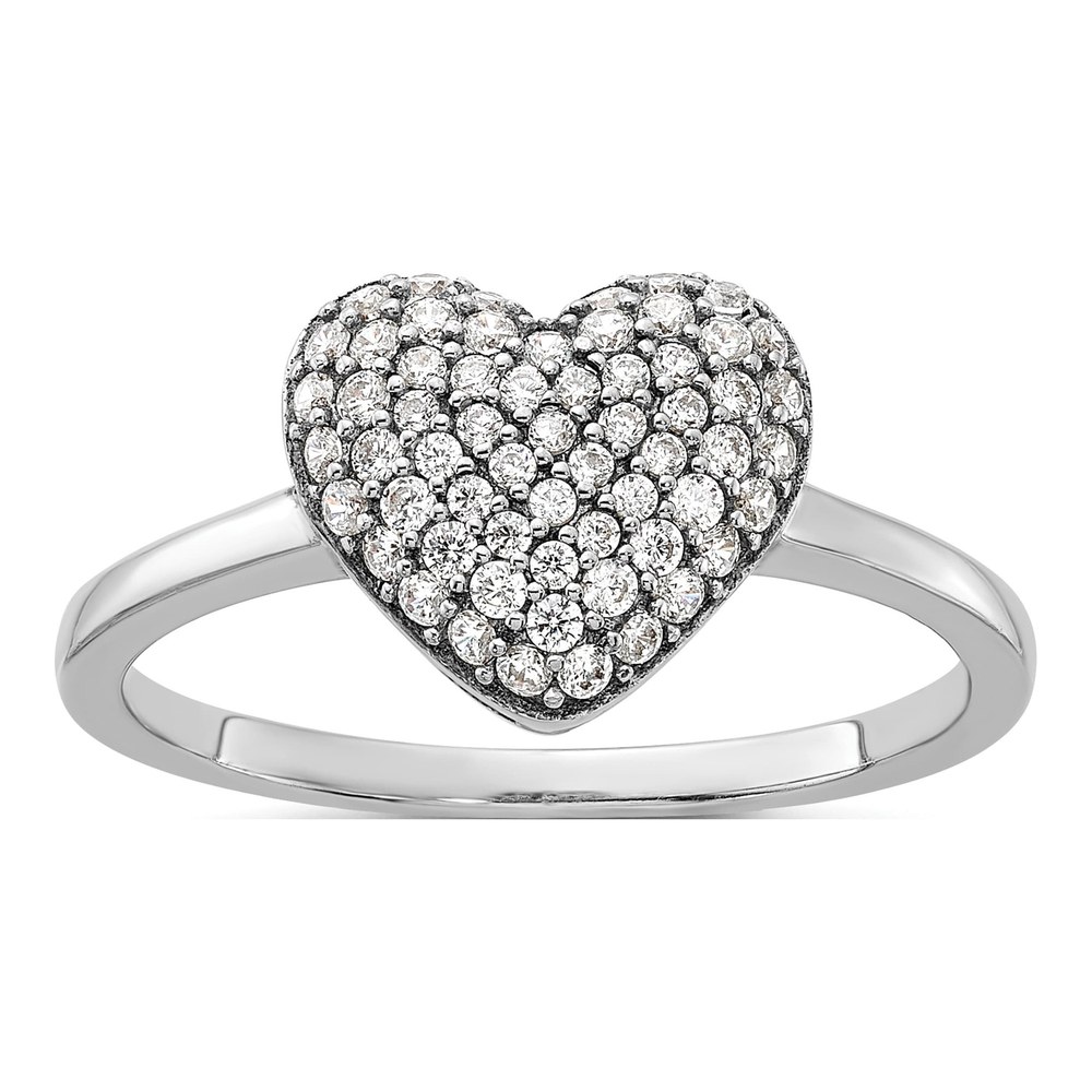 Sterling Silver Pave CZ Heart Ring