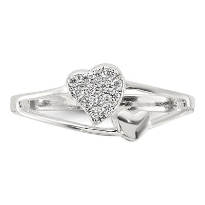 Sterling Silver CZ Double Heart Ring – view 4