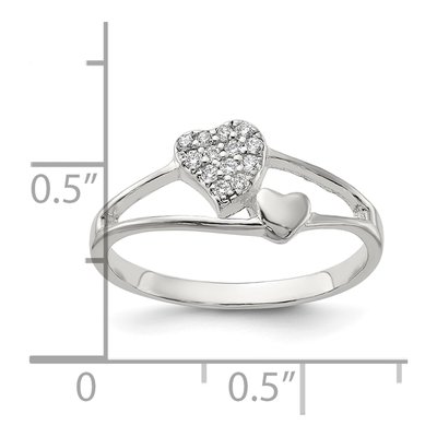 Sterling Silver CZ Double Heart Ring – view 5