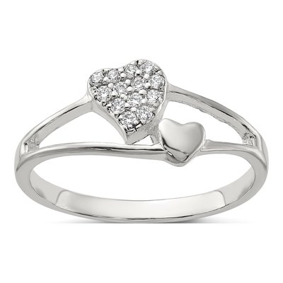 Sterling Silver CZ Double Heart Ring