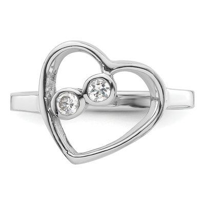 Sterling Silver CZ Open Heart Ring – view 5