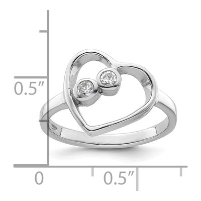 Sterling Silver CZ Open Heart Ring – view 6