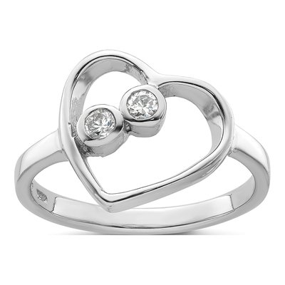 Sterling Silver CZ Open Heart Ring