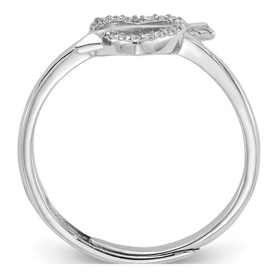 Sterling Silver CZ Heart Arrow Adjustable Ring – view 3