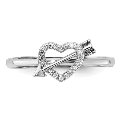 Sterling Silver CZ Heart Arrow Adjustable Ring – view 5