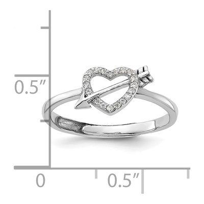 Sterling Silver CZ Heart Arrow Adjustable Ring – view 6