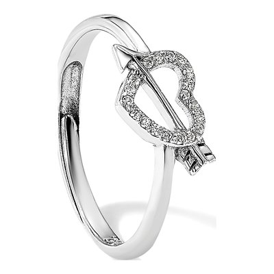 Sterling Silver CZ Heart Arrow Adjustable Ring – view 8