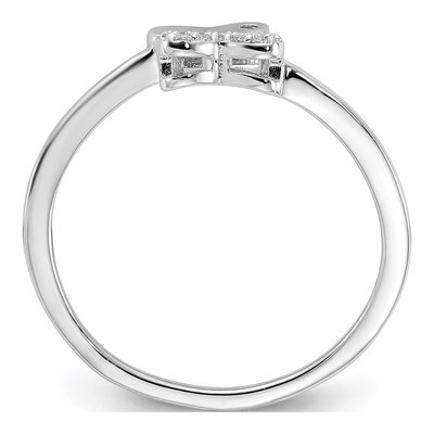 Sterling Silver CZ Double Heart Ring – view 3