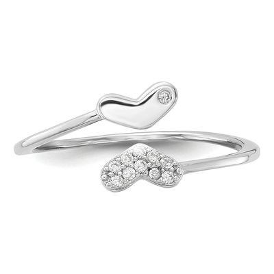 Sterling Silver CZ Double Heart Ring – view 5