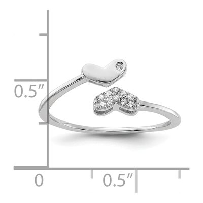 Sterling Silver CZ Double Heart Ring – view 6