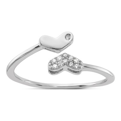 Sterling Silver CZ Double Heart Ring